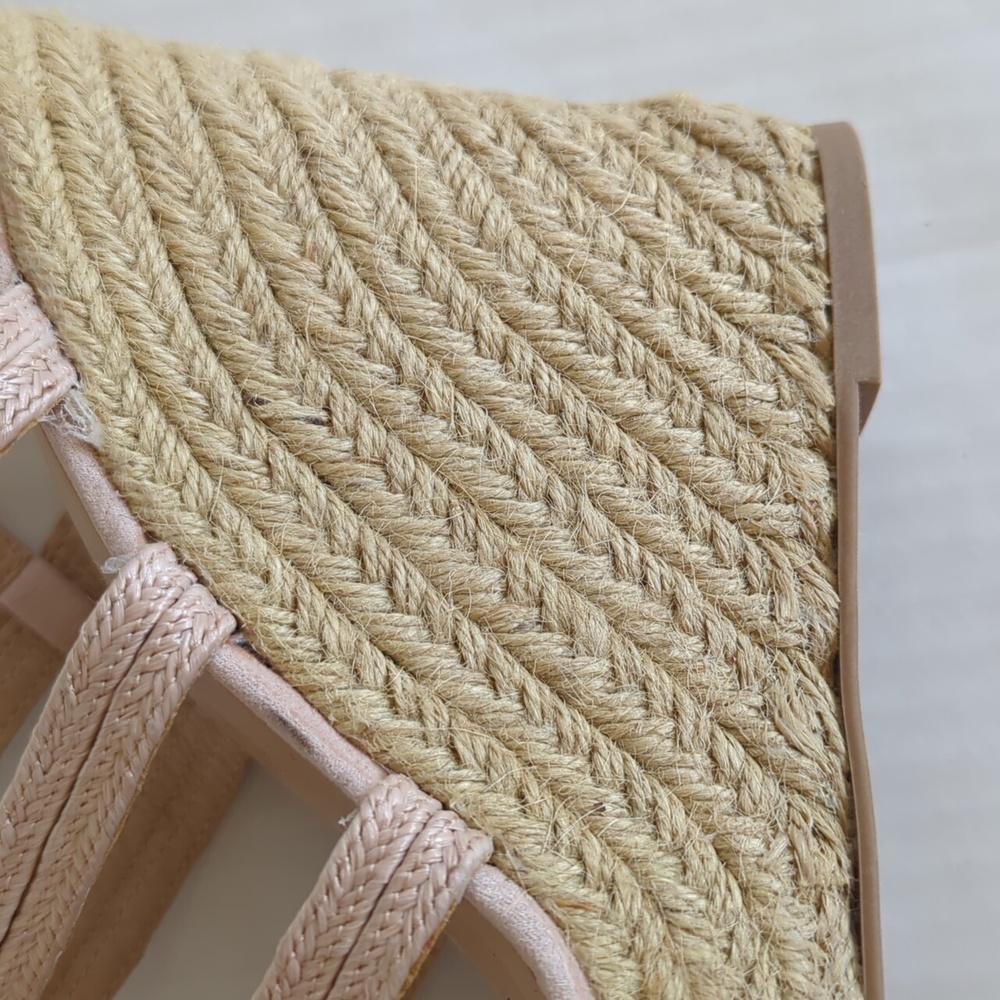 Wild Diva Lounge Strappy Jute Espadrille Wedge Sandal Shoes 10 Cream Beige/Tan - Picture 9 of 16